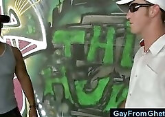 Ghetto thug sucked by white boys after gang graffiti