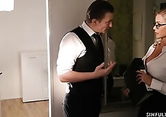 SinfulXXX.com movie scene! The heat is rising afresh at The Office! CEO George just received some devastating news that could shake the whole company.