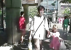 Groaning granny rides youthful meat