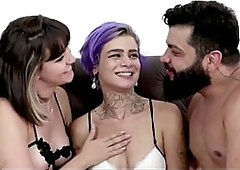 Screwing my wife's little booty and the purple-haired babe's cunt was a sensational screw.