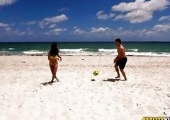 Sweet Latina Honey Gets Picked Up On The Beach