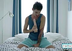 Scorching Inked Youngster Noah Drains Off His Immense Man-meat And Money-shots!