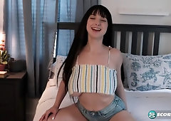 Skylar vox solo - young brunette teen masturbating & fingering slit