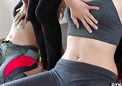 Hot teens Arya Faye and Megan Sage signed up for a yoga class with instructor Nina North and the 1st relaxing exercises include asslicking and pussyru