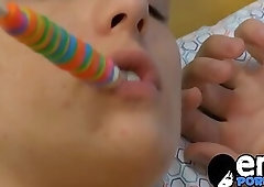 Amateur twink fuck his pierced boyfriend in doggy style