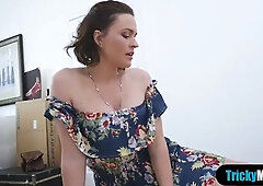 My brunette stepmom has nice big tits and a tight pussy