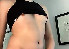 Pulling Her Panties Down and Perky Nipples