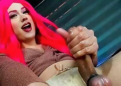 Tranny shemale skank solo masturbation