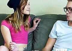 Hot deepthroater Alaina Dawson consols her friend and fucks him