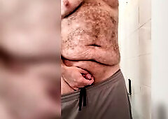 Your catch your hirsute ftm roommate jerking off his overweight little schlong