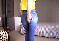 Blue Jeans Perfect Ass Tease In Sexy G Strings