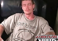 Rough stud masturbates solo and shoots cum all over himself