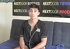 Cumming solo stud jerks dick on casting in amateur masturb