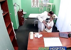 FakeHospital Hawt nurse gets creampied by doctor in sexy office sex session.