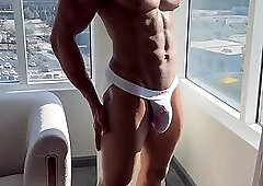 Black Hunk Plays With his Huge Cock