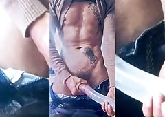 Water condom handjob leads to a hot money shot