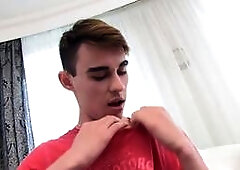 Victor pleasures his shaved cock and enjoys some solo fun with his nice ass