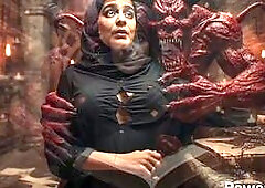 Religious Muslim woman getting fuck by demon