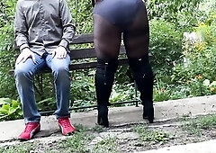 Older stepmom masturbates and squirts in the park