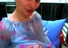 Boring blonde babe teasing on webcam