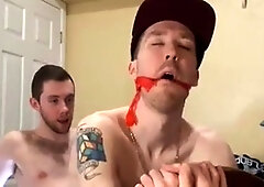 Hands free cumshot, cum in ass gay, bareback breeding