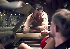 Latina MILF Little Puck fucked by a stranger in front of her hubby outdoor