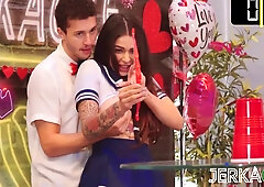 Tattooed curvy Latina Carolina Cortez in stockings gets hammered hard in doggy style