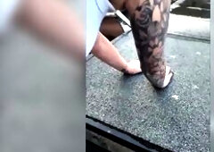 The Janitor Catches Me on the Roof; I Have to Suck His Rod and Let Him Screw Me, or Else That guy’ll Call the Cops.