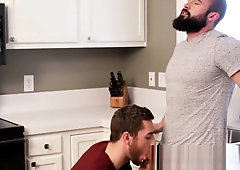 Bearded muscular stud barebacks his gay jock buddy