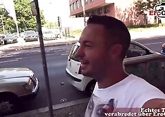 German redhead meets stranger for spontaneous outdoor casting session