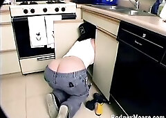 This classic scene was the 1st time anyone did the infamous plumbers booty gap" discharged with a hotty, and Caroline of course has the consummat