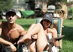 European amateur fucks a huge dick outdoors pov