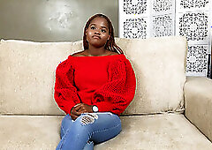 Sexy Ebony Teen Spread Open on Mature Agents Big Shaft at Couch Casting