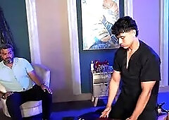 The shameless masseur fucks his client practically in front of her husband!