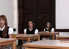 Chubby Asian college chick rides a white boner