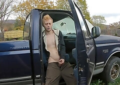 Straight 18 year old redneck cum on Step dad's old truck. +moaning