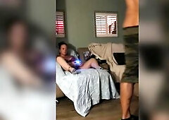 Sexy Tattooed Latino Man Masturbating To Roommate In Her Brassiere and Pants, During the time that That babe Is Playing Clip