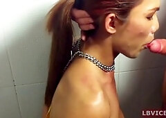 Ladyboy Mint shares a naughty POV blowjob with her partner