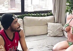 I let my step cousin stay at home and when I saw the size of his schlong I couldn't resist and let him bang my butt / Complete in SHEER AND RED