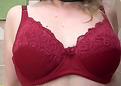 horny grandma prolapse her extreme big cervix and squirting by big dildo anal insertion at the batht