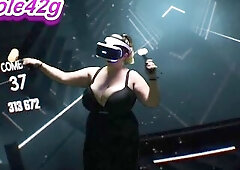 Nicole42g plays Beat Saber. S1 Ep1b: "Boundless" Playing in Brassiere! Difficulty Normal:)