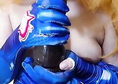 Trans Samus Soft Tit Slapping with Bbc sex tool and Lactating her Puffy Teats