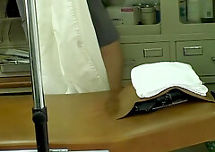 Awesome Asian babe drilled with a dildo during pussy exam