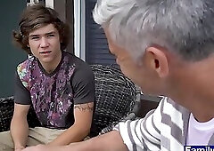 Stepdad shows teen twinks the way to fuck in a 3some