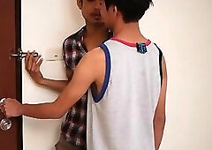 Twink asian solo pissing before bareback sex