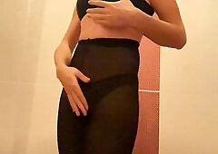 Sissy crossdresser uber-sexy dance and fondle pink cigar