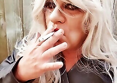 lipstick leather jacket smoking