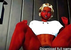 Sexy ebony and blond woman with large titties and muscular boddy gets her twat eaten - (U can upload full game in bio)