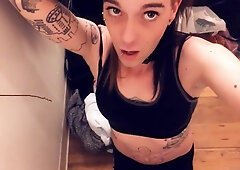 Yoga Female throating on her knees