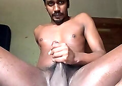 Indian boy cumming on face, pissing on body, jerking natural loads of cum